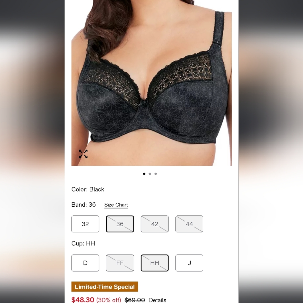 Elomi Black Lace Detail Bra